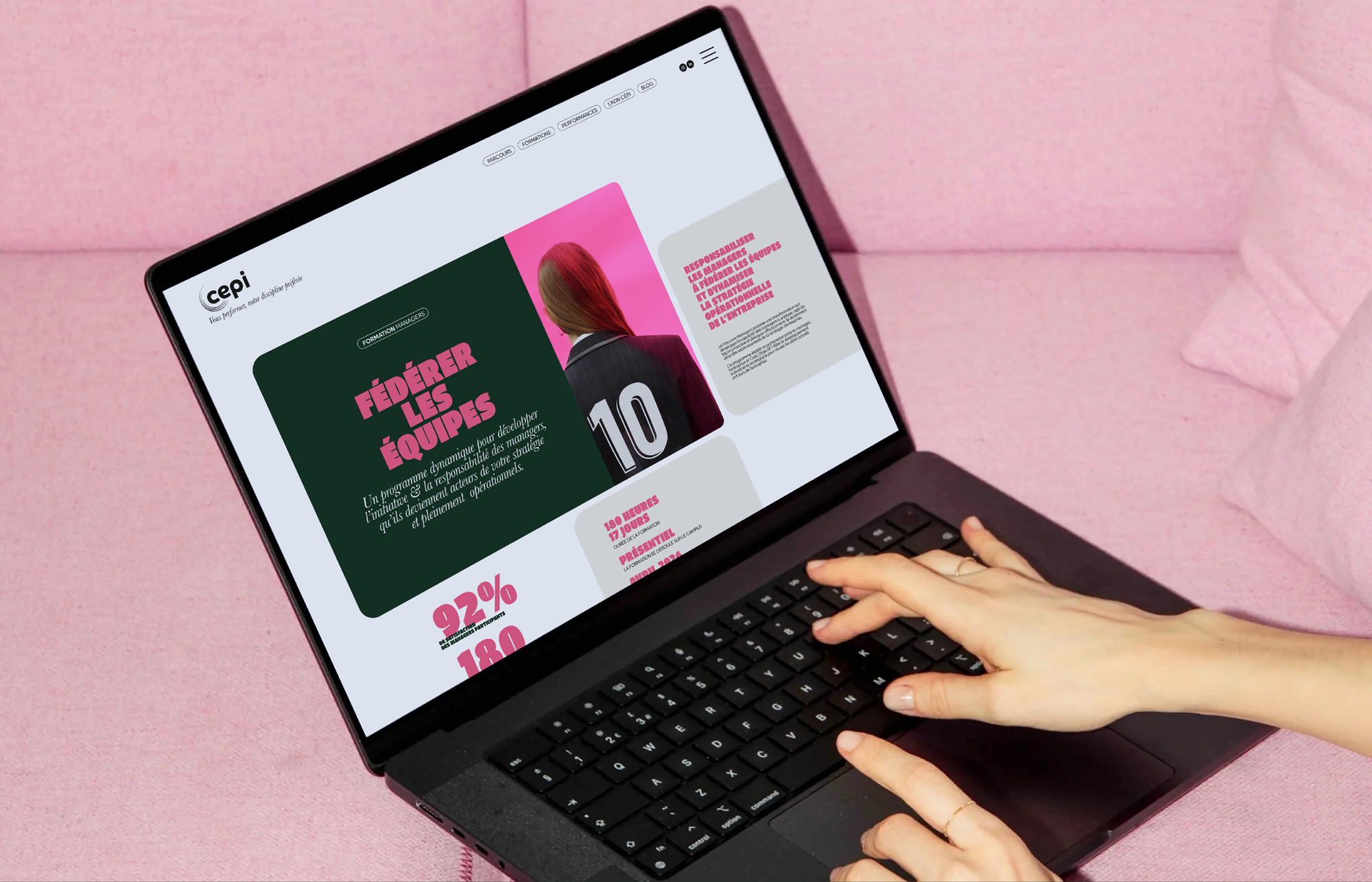 CEPI vous performer, notre discipline préférée. page site internet Fédérer les équipes. Plateforme de marque Identité visuelle Design graphique web design Direction Artistique Conception rédaction Création Little Big Idea