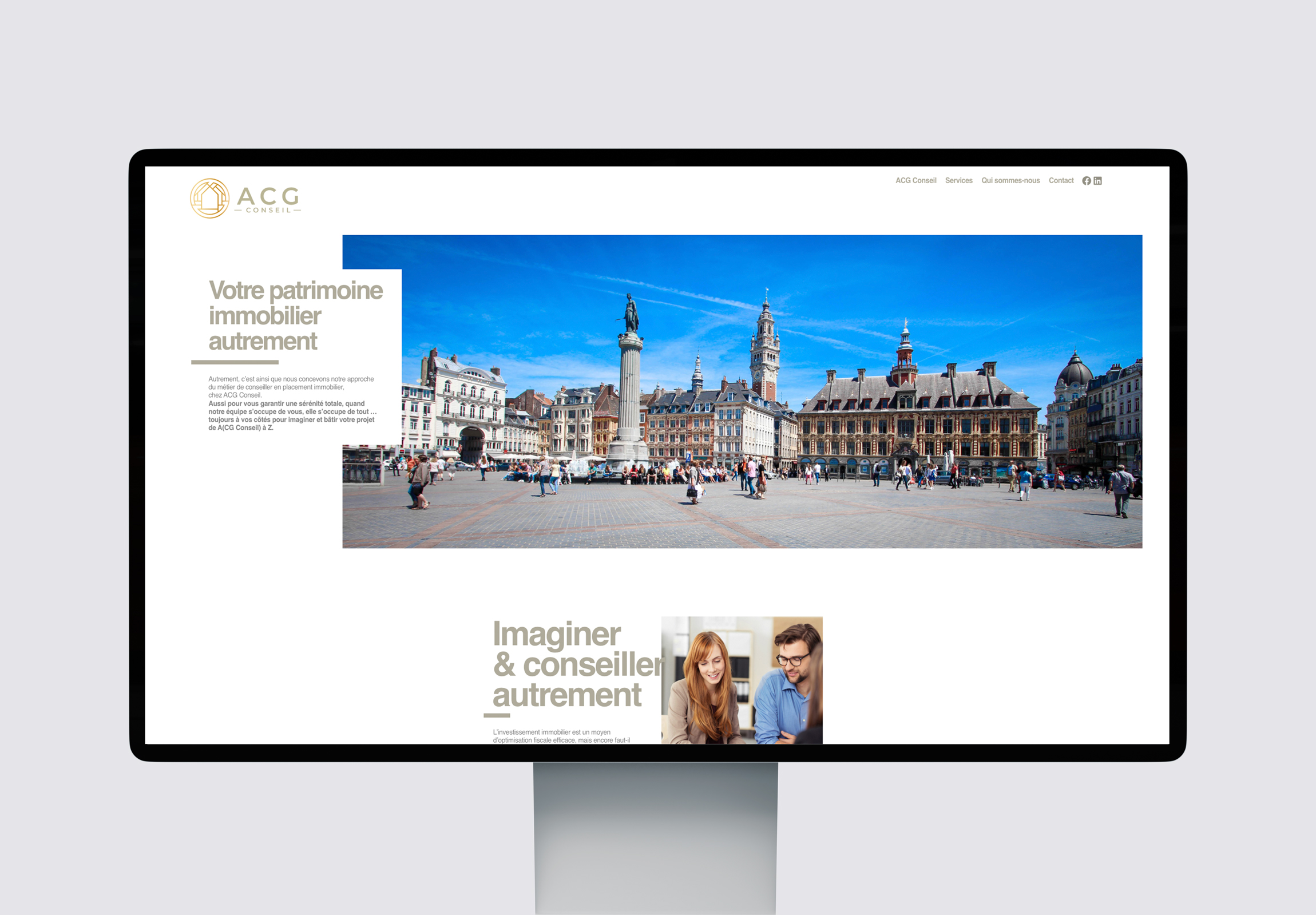acg conseil home page ordinateur bureau d'étude page produit immobilier et patrimoine optimisation fiscale étude et gestion de projet accompagnement personnalisé Little Big Idea