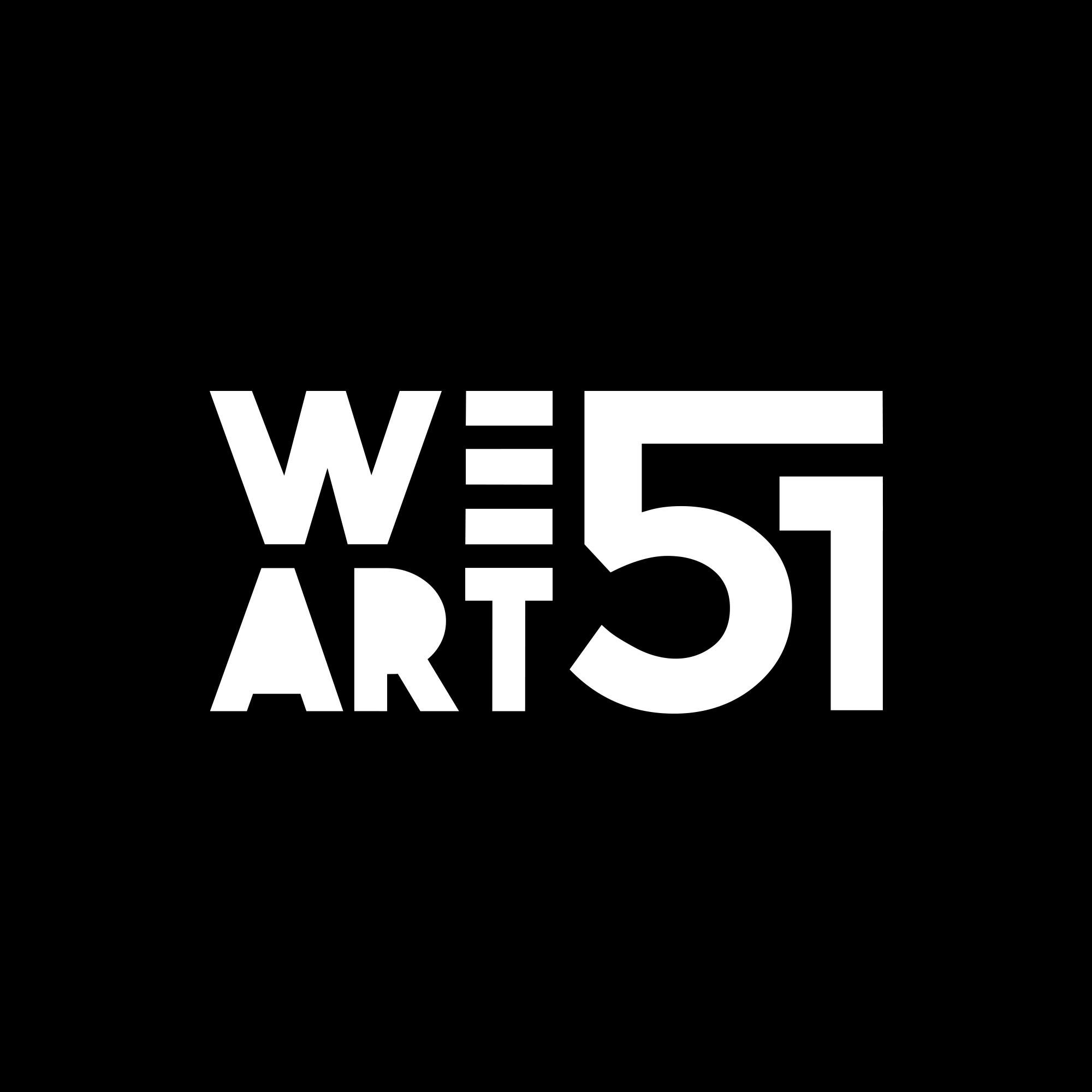 We art 51 logo blanc sur fond noir. Démocratiseur d'art contemporain. Olivier Leclecq