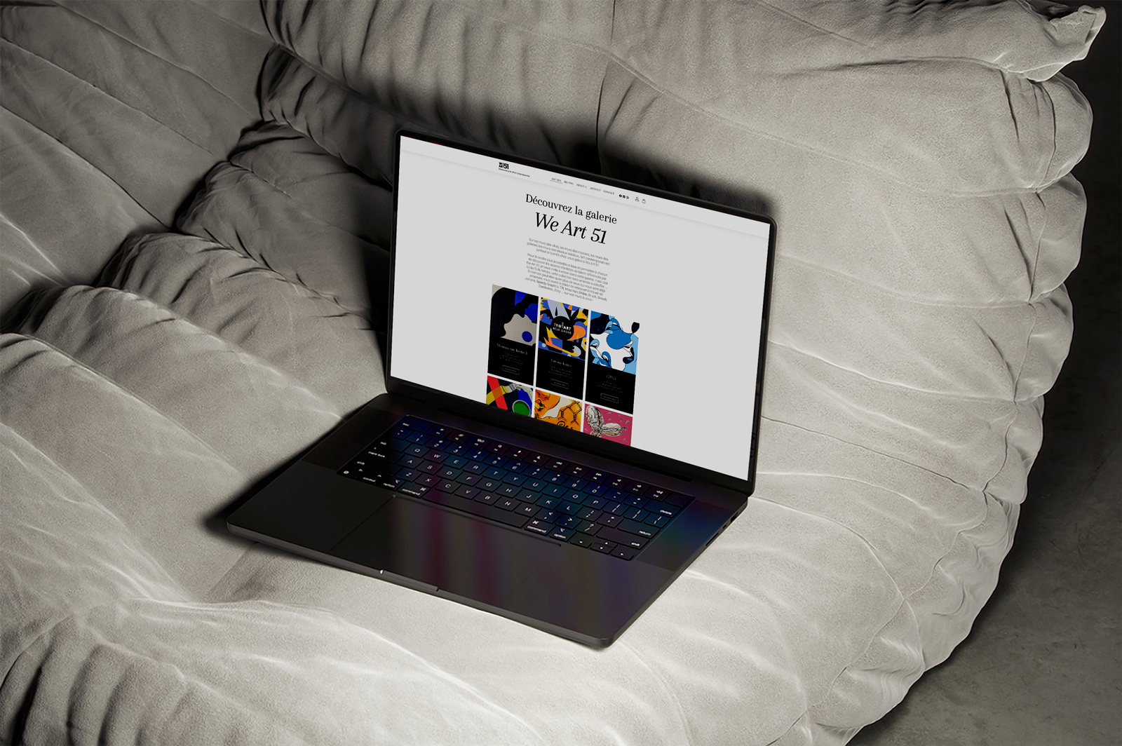 We art 51 site internet web design home page ordinateur portable. Démocratiseur d'art contemporain. Olivier Leclecq